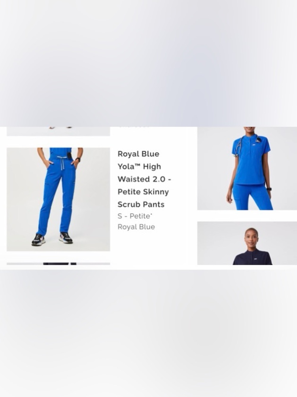 Figs Women's Royal Blue Drawstring Scrub Pants and scrub top